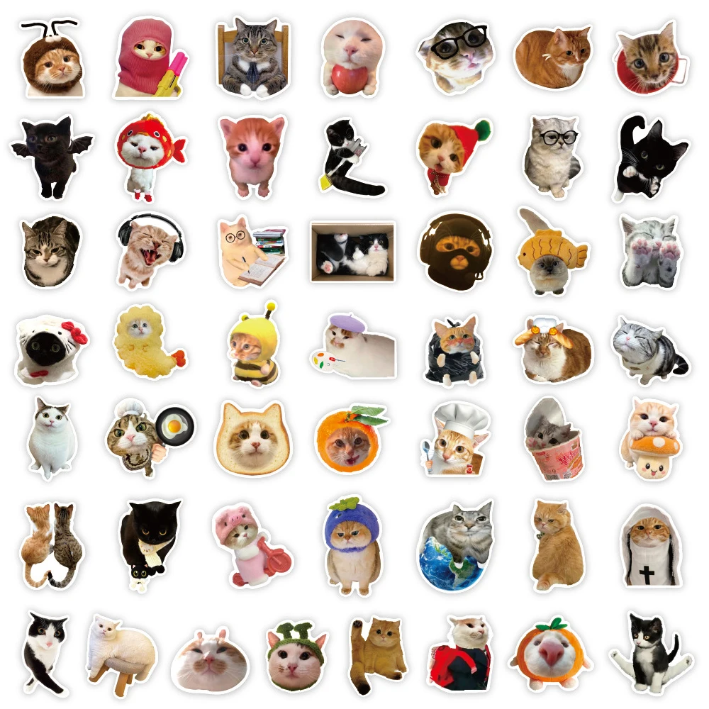 

10/30/50pcs Kawaii Cat Animal Meme Stickers Cute Creative Graffiti Sticker DIY Water Bottle Phone Notebook PVC Decals Decoration