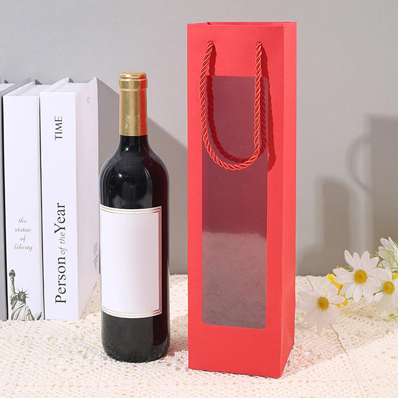 5PCS Multi-color Red Wine Packaging Gift Bags Thickened Not Easy To Break Party Gift Bags Family Dinner Wine Or Beer Packaging