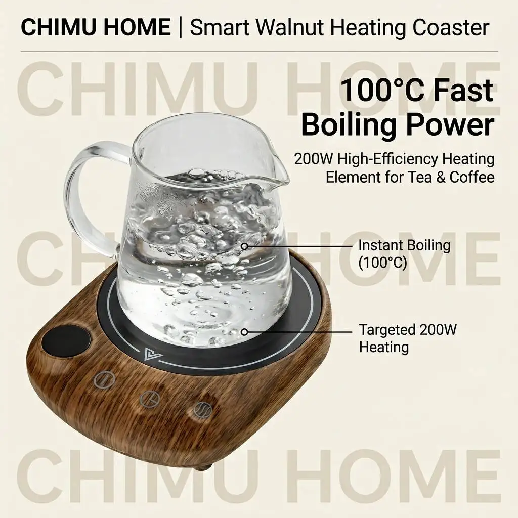 【CHIMU HOME】Thermal Insulation Coaster Heating Base 100℃ Constant Temp Smart Warm Cup for Home Office Dorm Use