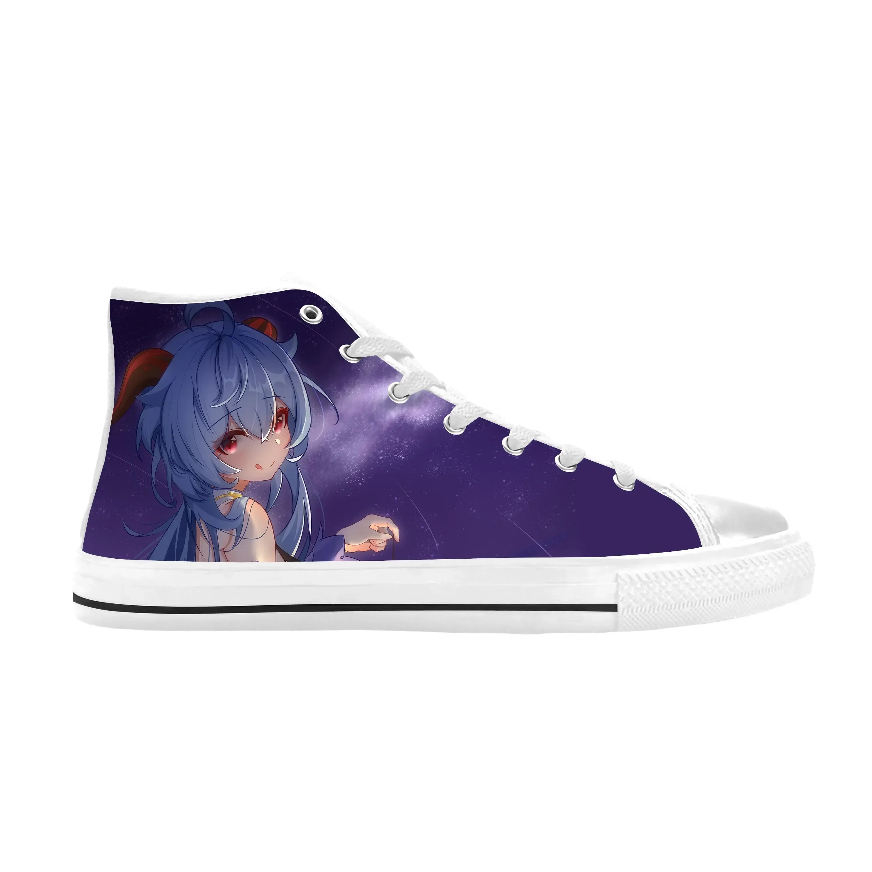 Hot Anime Manga Cartoon Game Genshin Impact Ganyu Casual Cloth Shoes High Top Comfortable Breathable 3D Print Men Women Sneakers