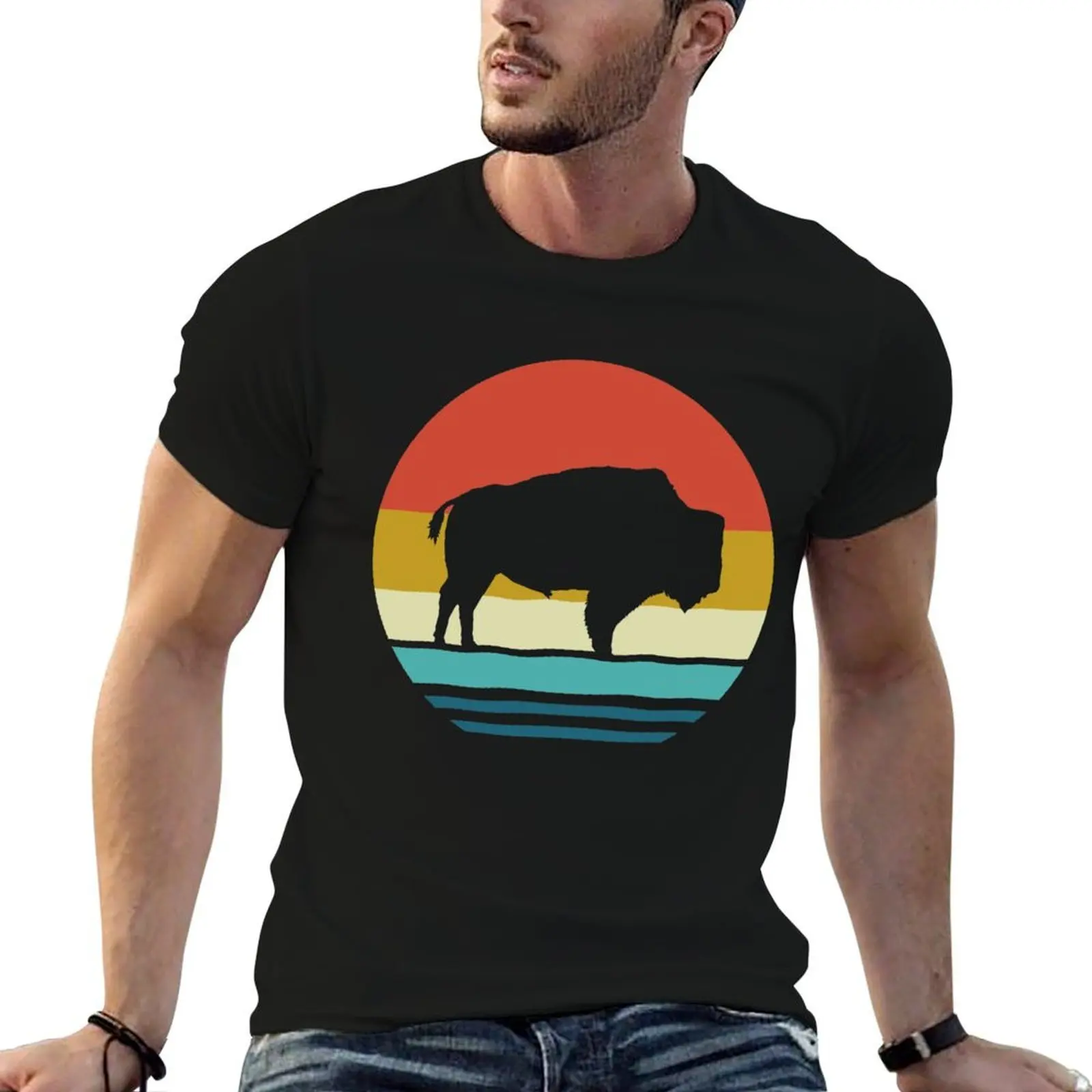 

Bison - Vintage Retro Bison – Wild - Bison , Gifts T-Shirt man t shirts high quality luxury brand t shirt man casual T-Shirt
