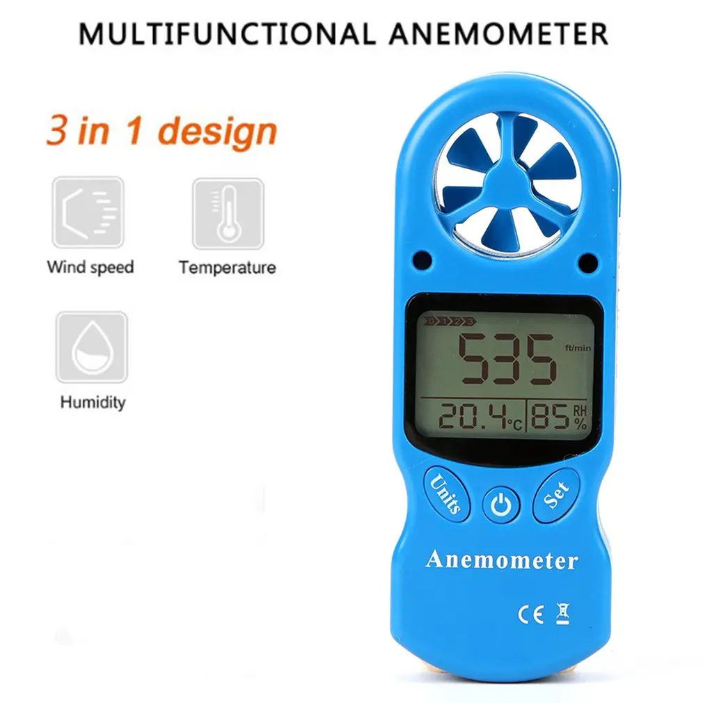 

TL-300 Mini Multipurpose Anemometer Digital Anemometer LCD Wind Speed Temperature Humidity Meter with Hygrometer Thermometer