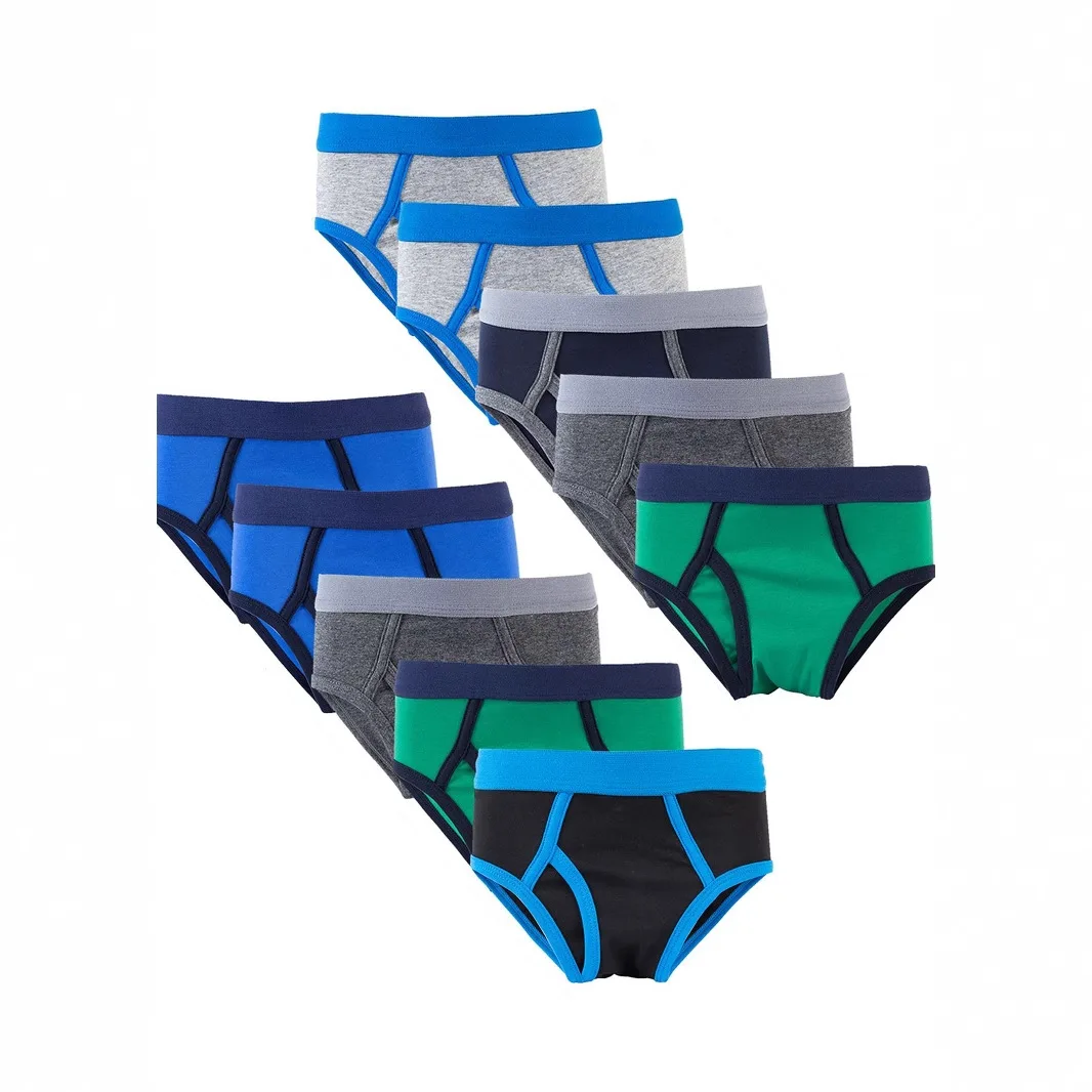 

Комплект из 5 бавовняных детских нижнего белья для мальчиков — однотонные треугольные трусы с цветными блоками для комфортного стиля, идеально подходящие для повседневной носки