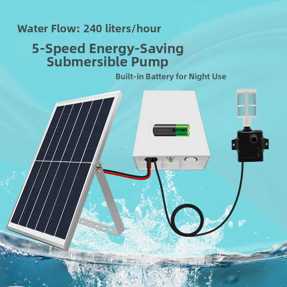 2026 High Efficiency 9V 6W 10W 5-Speed Solar Fountain Water Pump With Battery Storage For Outdoor Fish Pond Garden Rockery