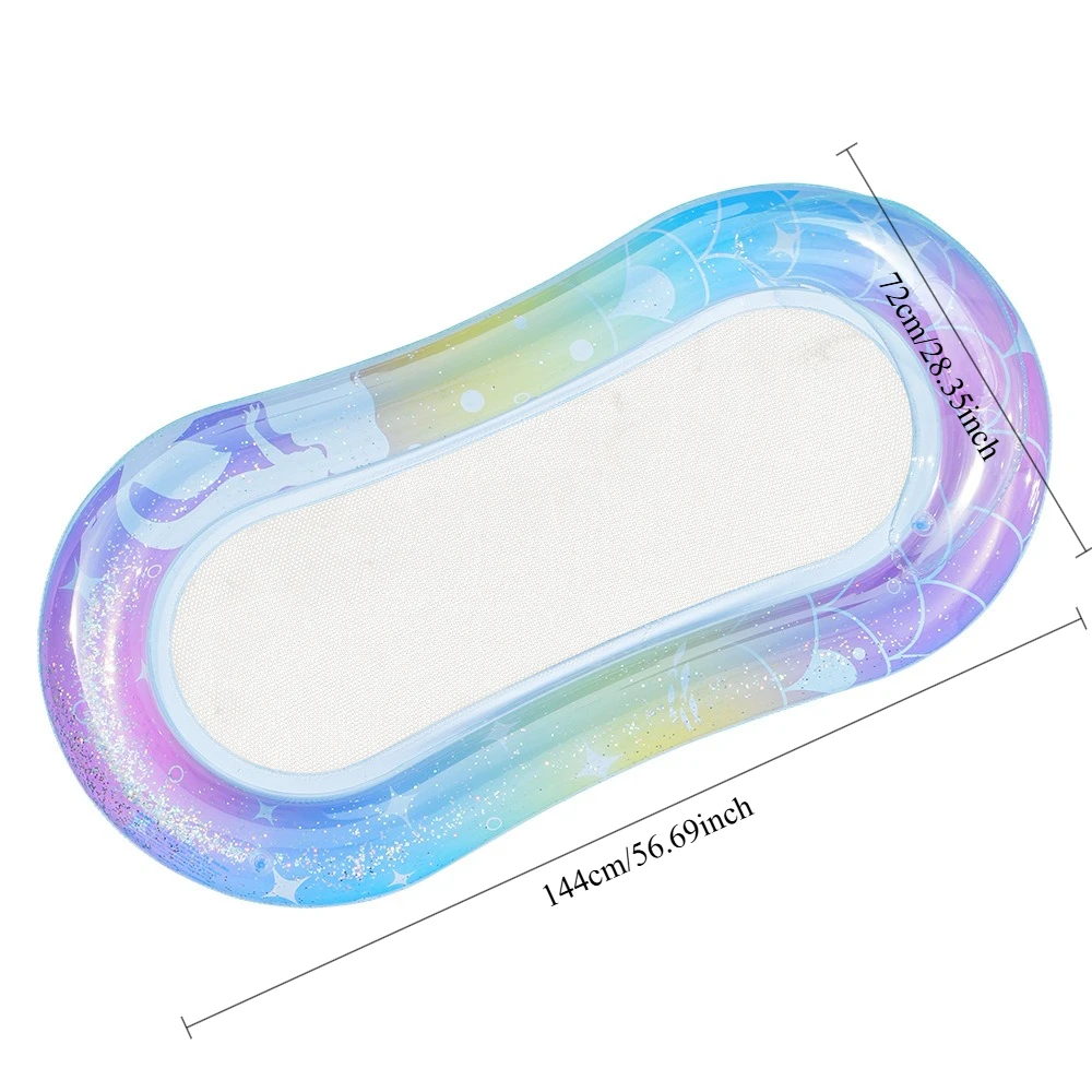 Inflatable Floating Bed on Water | Dreamy Mermaid Sequined Hammock | Water Inflatable Toy | Mesh Fabric Inflatable Float