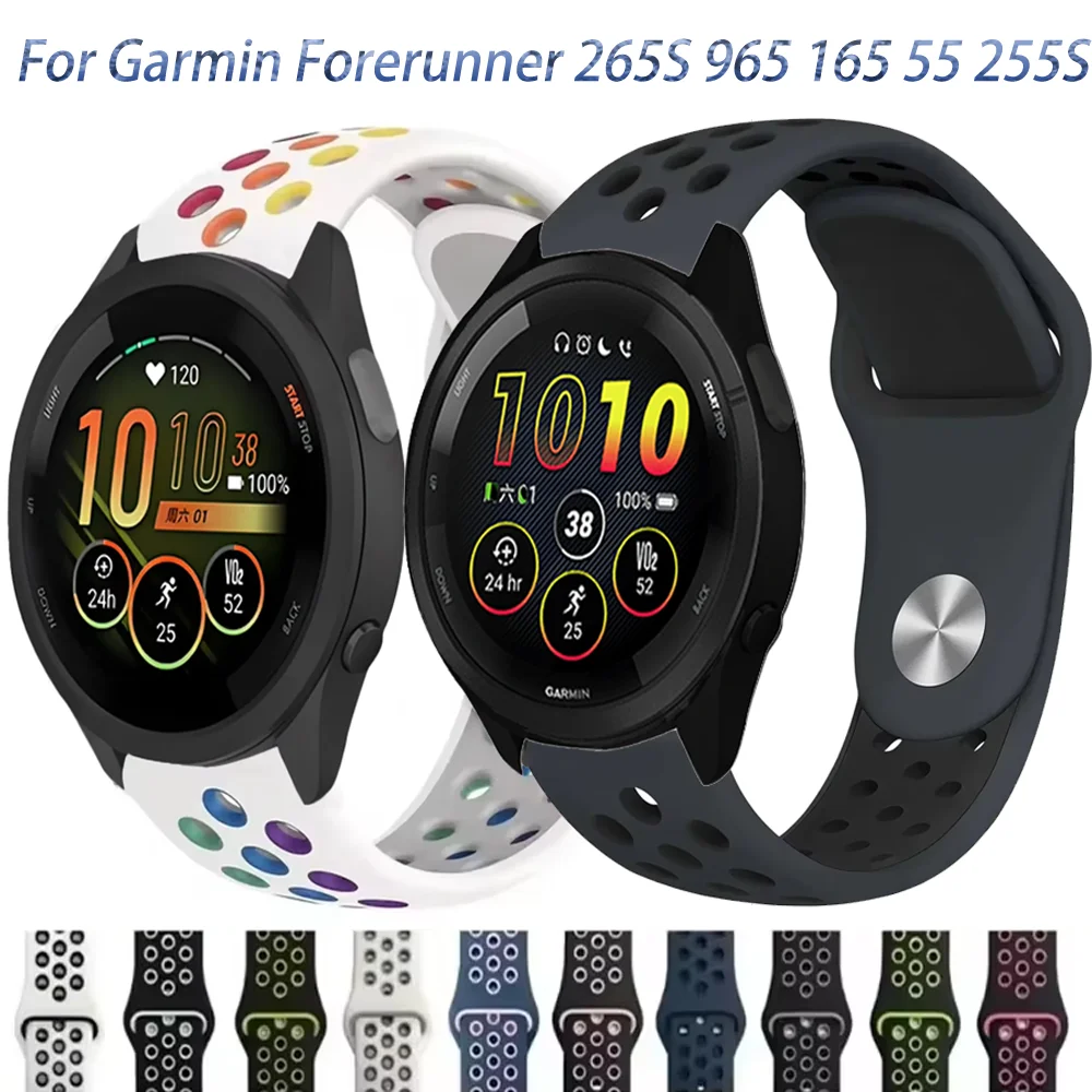 18mm20mm22mm Silicone Strap For Garmin Forerunner 265S 965 165 55 255S Music Bracelet Band For Garmin Vivoactive 5/Venu 3/2 Belt