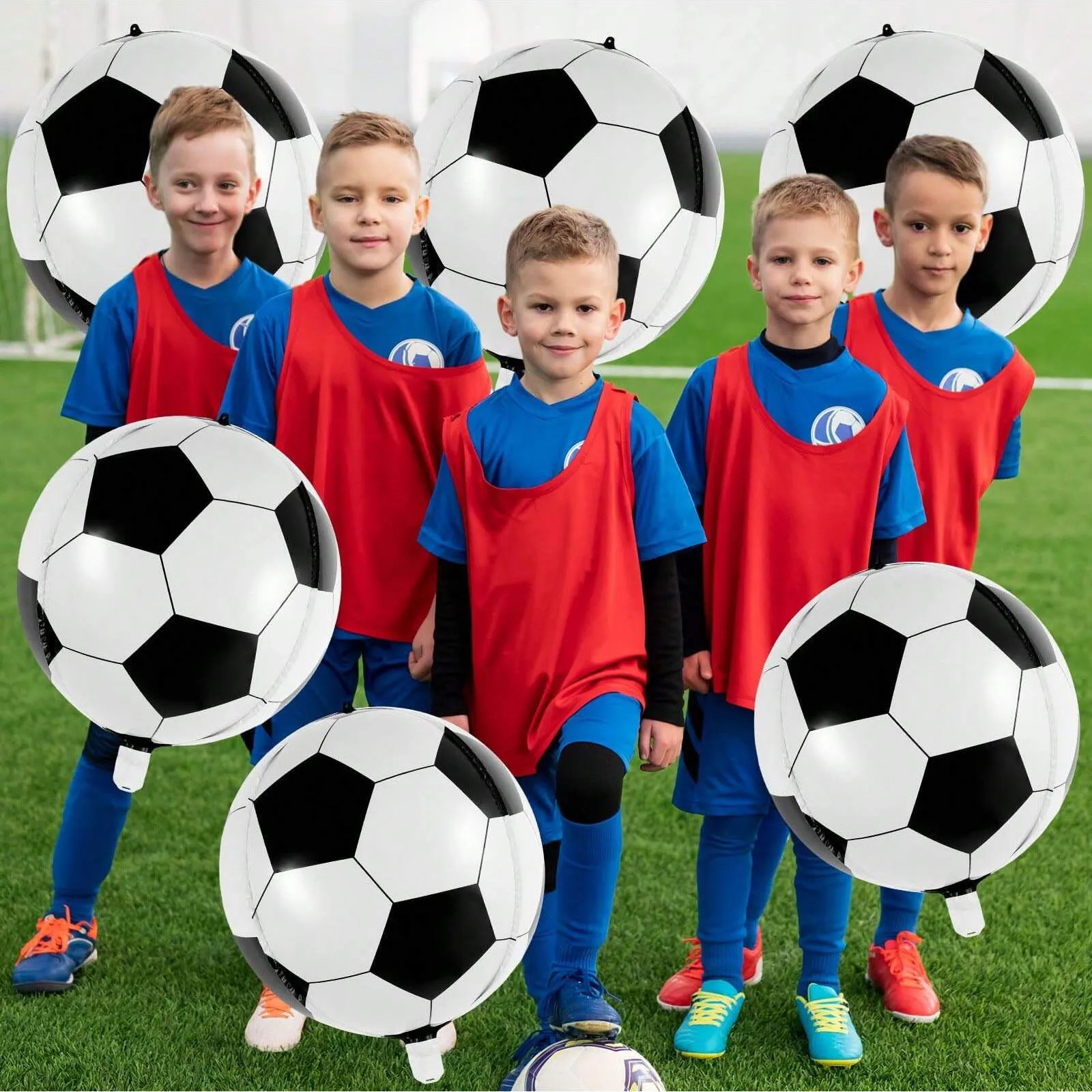 6 قطع 22 بوصة 4D بالونات كرة القدم زينة حفلات كرة القدم بالونات احباط كرة القدم زينة حفلة عيد ميلاد كرة القدم #5