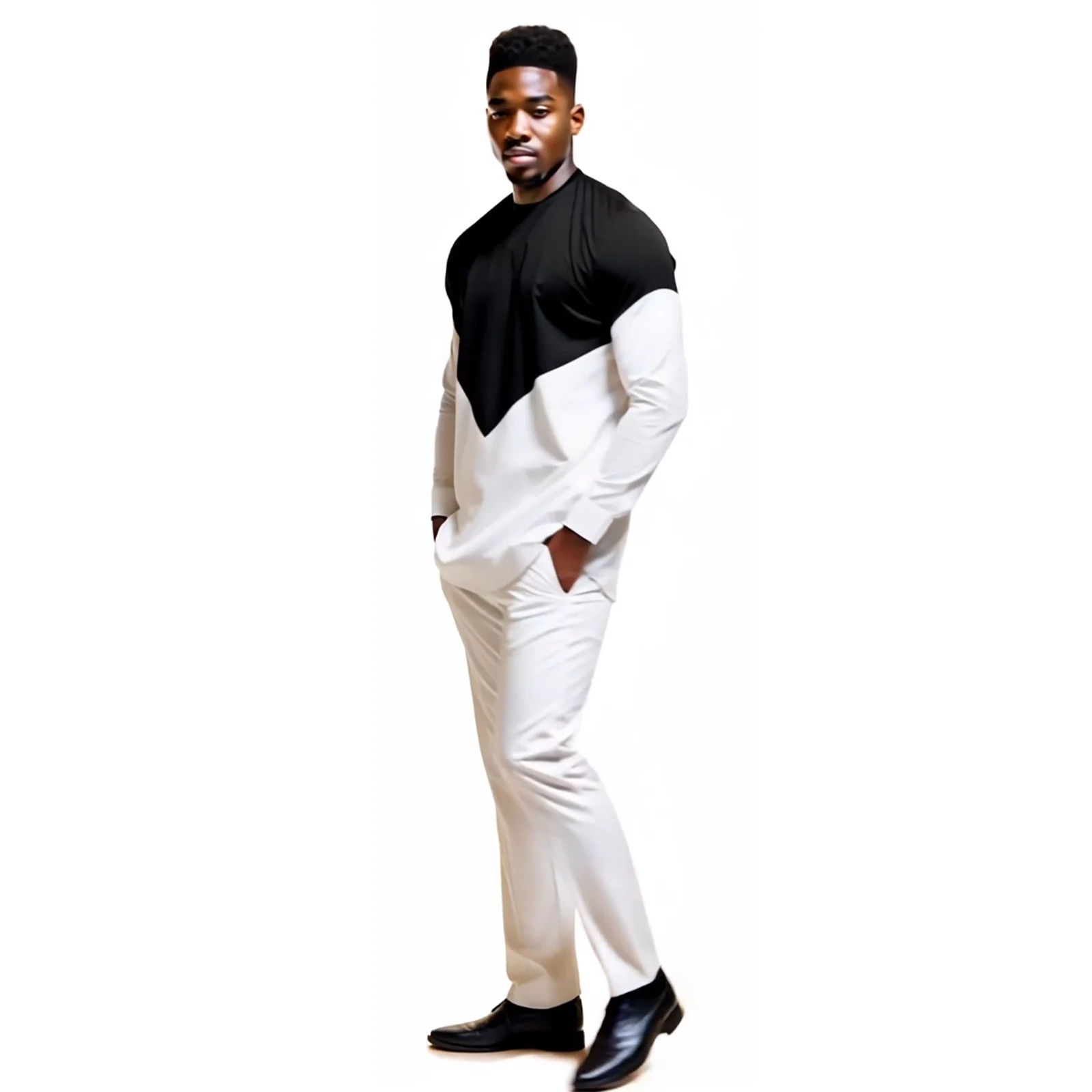 DBQ Mens Tracksuit African 2 Piece Set Nigerian Full Sleeve Shirt and Pants Suit Dashiki Outfit 41057