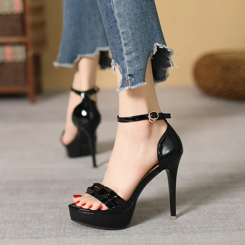 

NEW Women Sandals 12CM Sexy Platform High Heels Ankle Strap Sandals Women Belt Buckle Heels Open Toe Party Dress Women Pumps