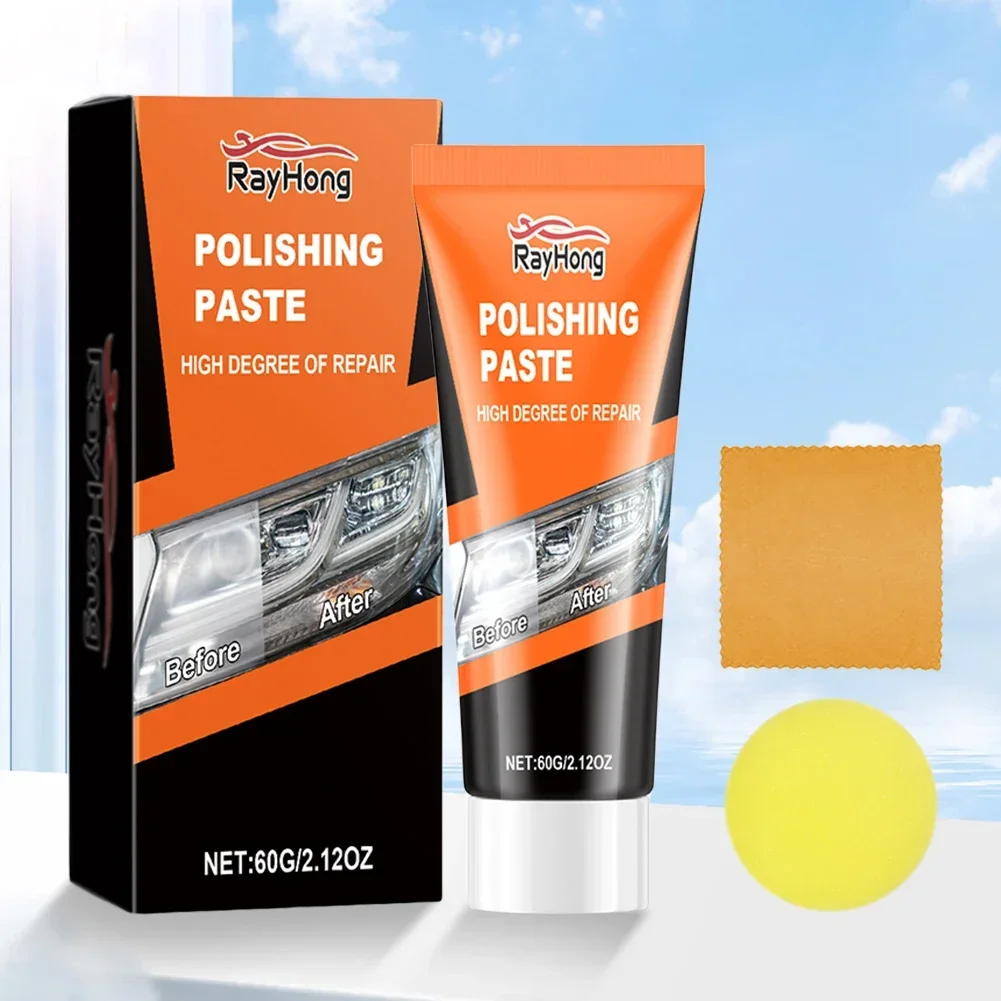 Scratch Remover Sponge&Towel Refurbish Compound Motorcycle Car Light Polisher Cleaning Paste Scratch Remove Refurbishing Tools