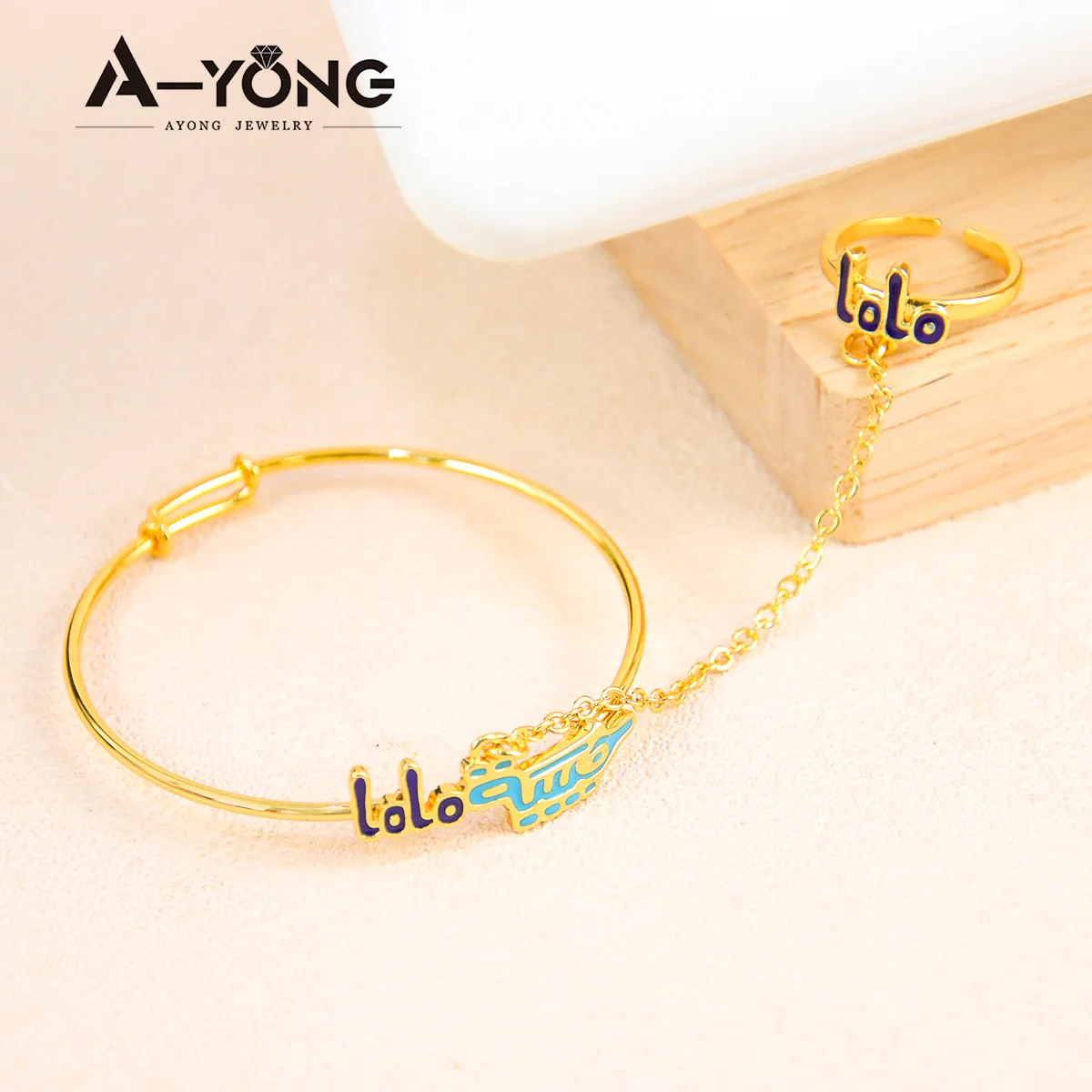 Saudi Arabia Muslim Kids Bracelet 21k Gold Plated Fashion Cute Copper Child's Bangles Dubai Luxury Children Jewelry Gifts