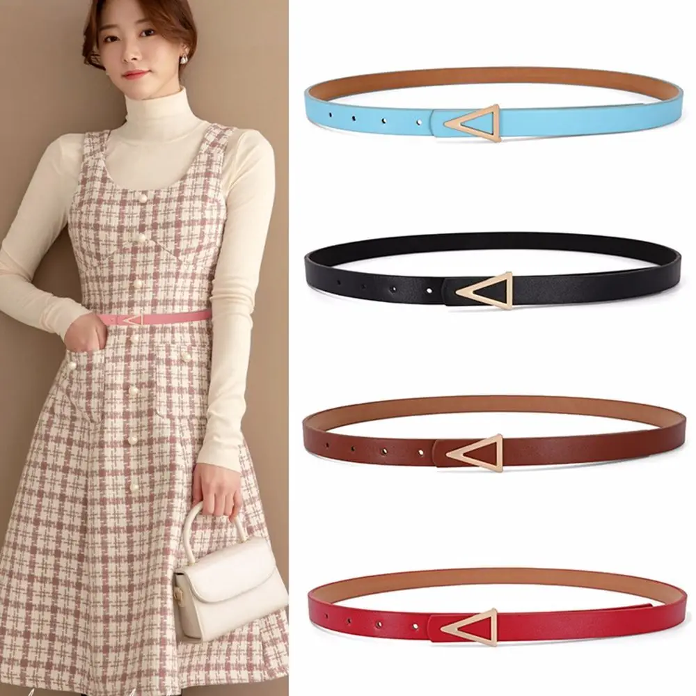 Adjustable Simple Metal buckle Female Male Triangle waistband Belt accessories Width PU leather belt