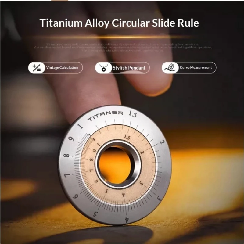 Titanium Alloy Vintage Slide Rule Multi‑Function Math Measuring Pendant EDC Fidget Creative Gift