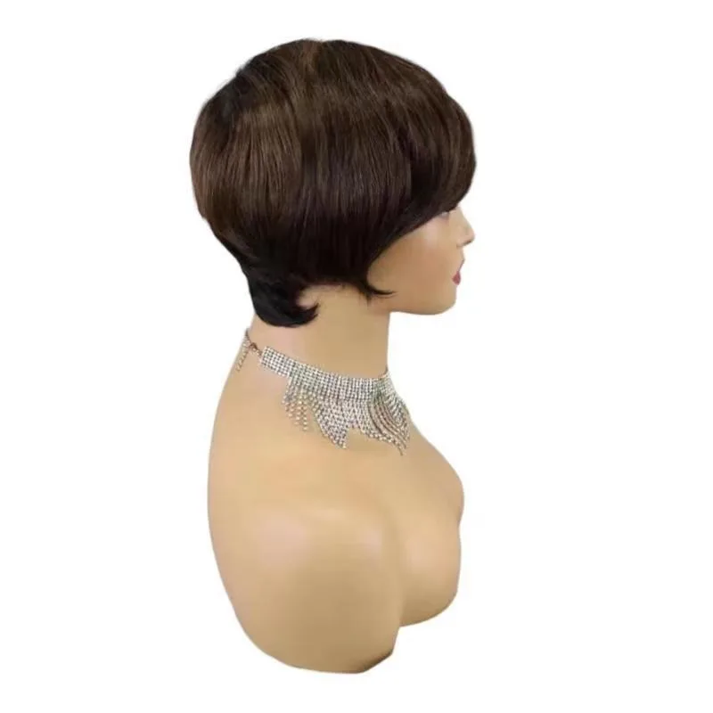 Gorgeous Full Machine Wave Bob Wigs - Made of 100% Human Hair from Brazil Remy Quality Soft Texture 6 Inches Elegant 1B/4 Color