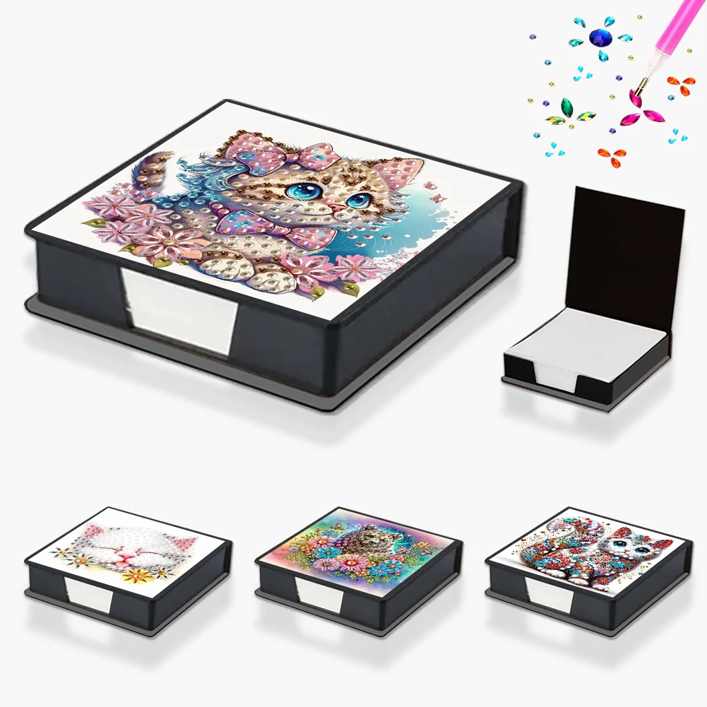 

Набор для алмазной живописи с рисунком котенка «сделай сам», коробка для этикеток, настольный аксессуар для домашнего офиса, органайзеры для хранения заметок