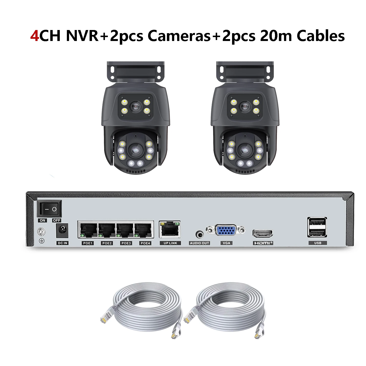 XMEYE Waterdicht 6MP HD POE Bewakingscamerasysteem Dual Lens PTZ POE IP Home Security 4CH 8CH POE NVR Video H.265 CCTV Kit