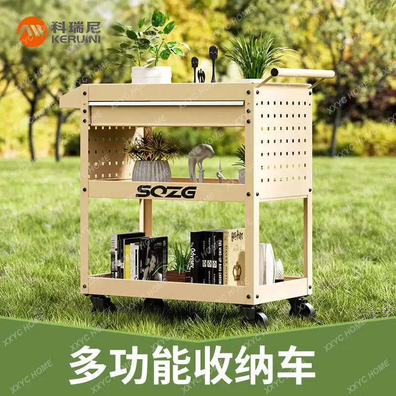 trolley commercial shelf library cafe household multi-functional mobile storage rack three-layer tool cart