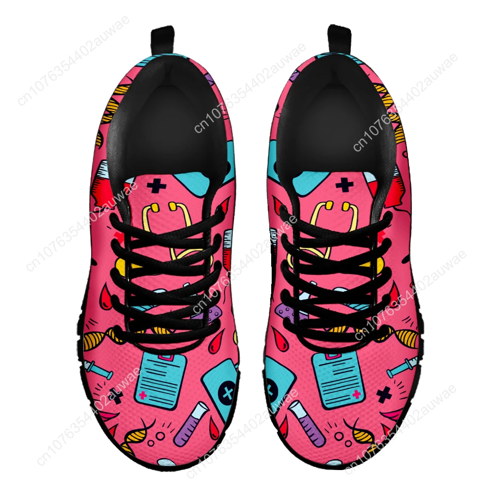 Dark Pink First Aid Medical Printing Lightweight Outdoor Sneakers Nurse Medical Shoes Casaul Sneakers Zapatos Mujer