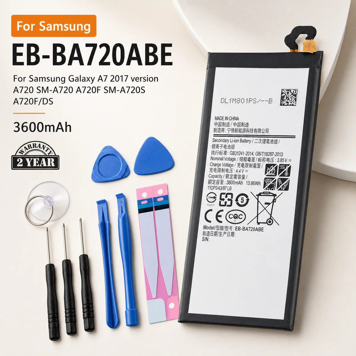 Replacement Phone Battery EB-BA720ABE 3600mAh For Samsung Galaxy A7 2017 SM-A720 A720F A720F/DS SM-A720S Repair Part