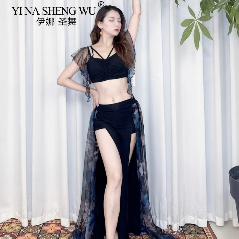

Women's Belly Dance Practice Outfit Oriental Style Black Pink Purple Wrap Skirt Set Stage Training Performance Dance Wear