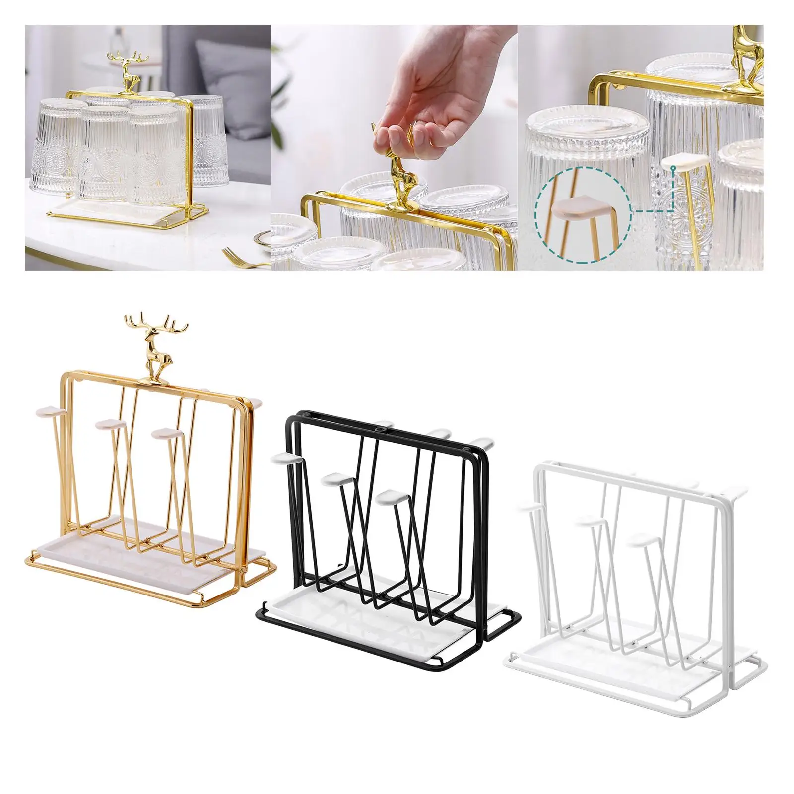 Minimalist Cup Mug Drying Rack Holder Iron Durable Mug Hanger for Glass Cup Tea Cup Decoration Storage Rack Organizer Holder