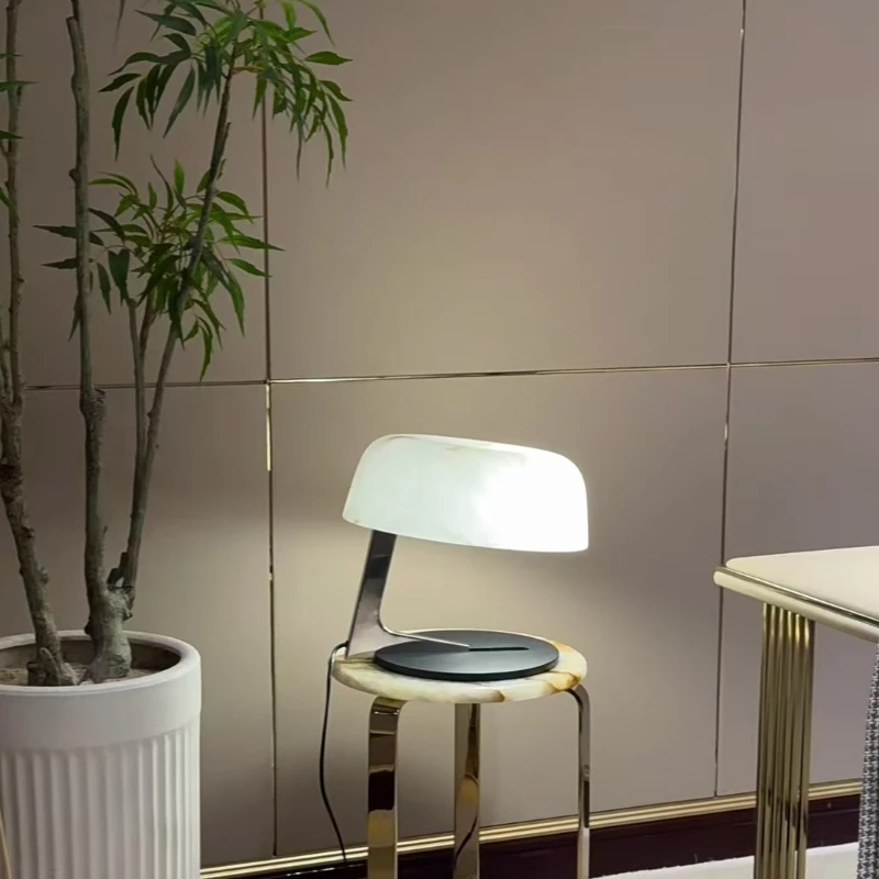 Popular Style Spanish Natural Marble Stainless Steel Quality Desk Lamp Living Room Bedroom Study Desk Reading Lighting Desk Lamp