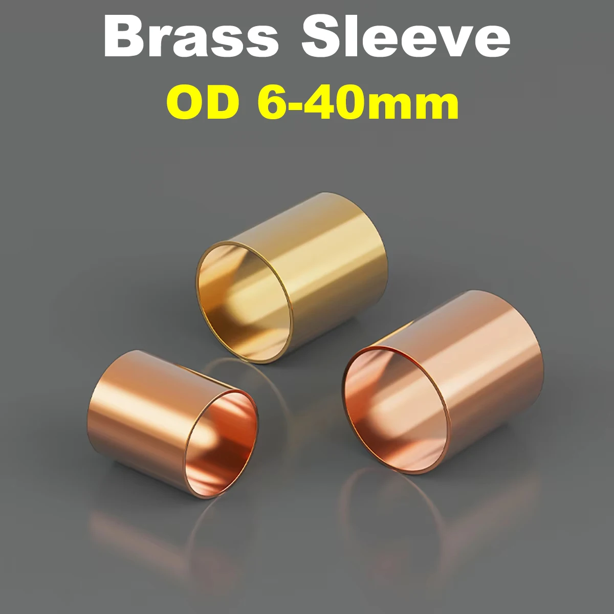 2Pcs Brass Sleeve Thick 1mm OD 6/8/9/10/12/14/16/18/20-40mm Base Bushing Wall Bearing Sleeve for Slide Block Length 6-50mm