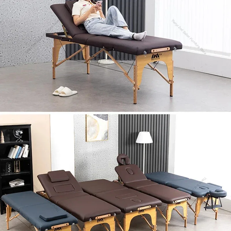 Tattoo Folding Lash Massage Bed Beauty Portable Wooden Comfort Massage Table Sleep Speciality Lit Pliant Salon Furniture