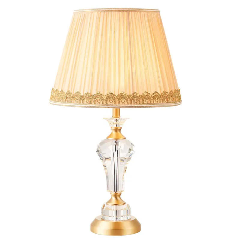 

European simplicity, crystal brass desk lamp, living room, bedroom, study bedside decorative lamps
