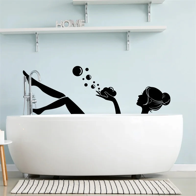 Add To Wish List Bubble Bathing Woman Wall Sticker, Toilet Bathroom Decoration, Living Room Decals,Home Decoration