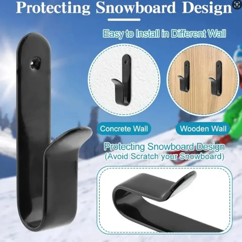 Indoor Gear Wall Anchoring Cradle, Side-Laying Resting Frame, Securely Hold Surfboard, Skateboard and Snowboard for Display & Ti