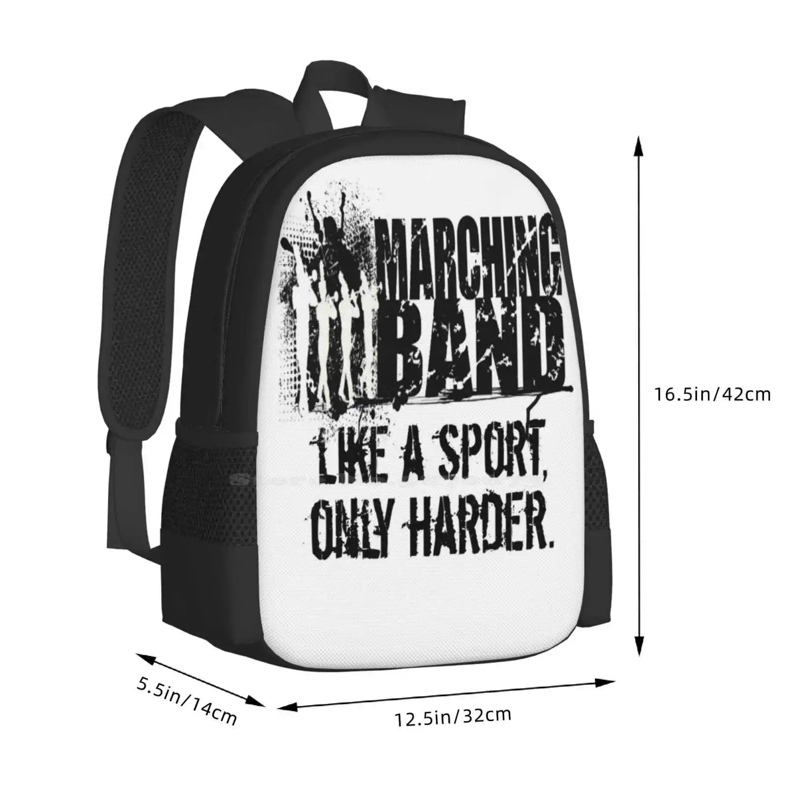قميص فرقة مسيرة مضحكة - هدايا الفرقة الماركة - مثل الرياضة فقط أصعب تصميم طباعة ثلاثية الأبعاد على ظهره حقيبة الطالب فرقة مسيرة مضحكة