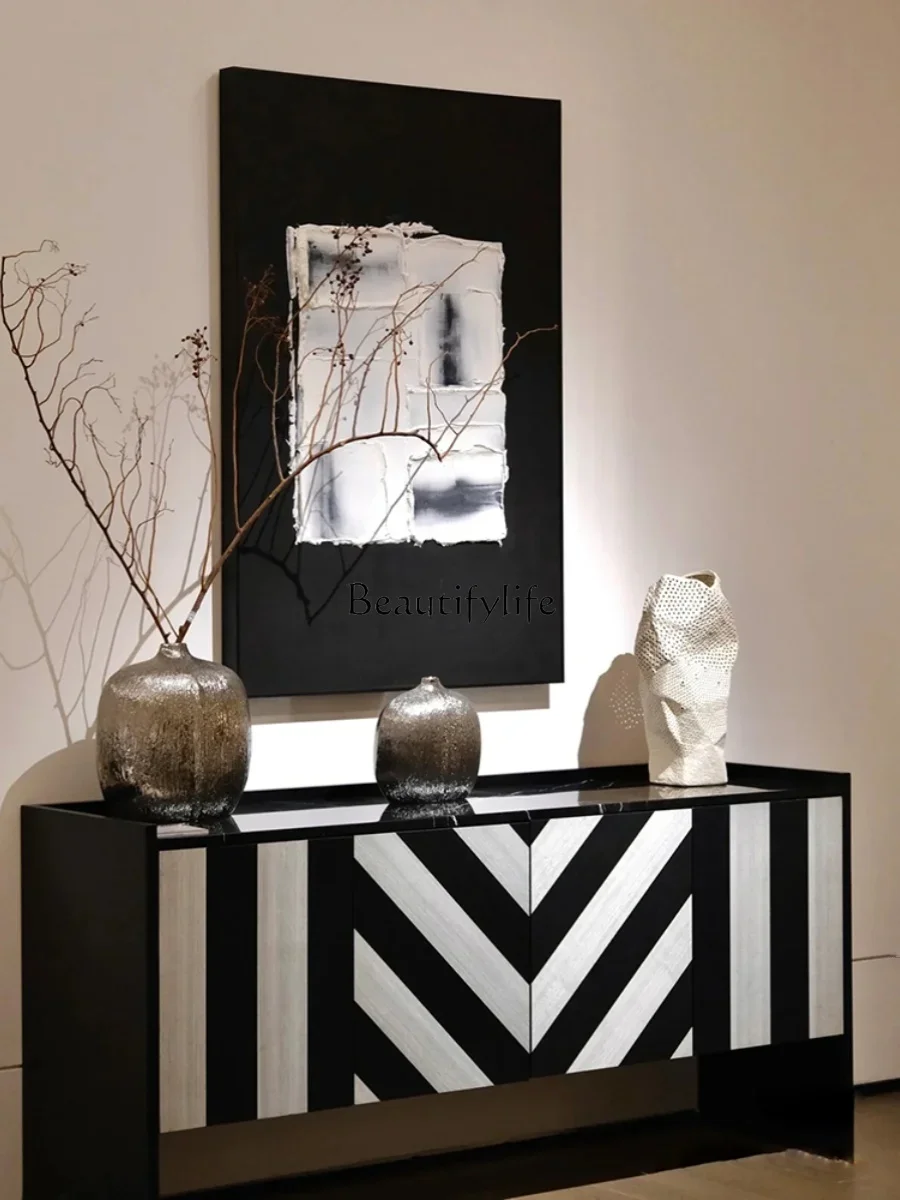 Italian Curio Cabinet Zebra Pattern Home Entrance Cabinet Living Room Sofa Side Cabinet