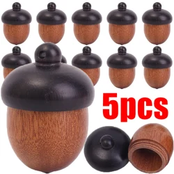 Mini Solid Wood Medicine Pill Box Portable Sandalwood Pill Tablets Case Storage Sealed Can Pinecone Nut Shaped Keychain Pendants