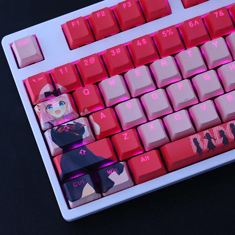 Fujiwara Chika 108 Keycap PBT Anime DYE Sublimation Light Transmitting Cherry Key Cover Cross Axis Switch Mechanical Keyboard