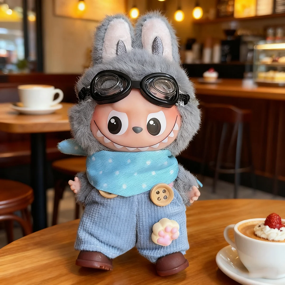 [No Doll] Plush Doll's Clothes for Mini Labubu 4.0 Pin For Love Series Cute Overalls Bib Set DIY Accessories Gifts