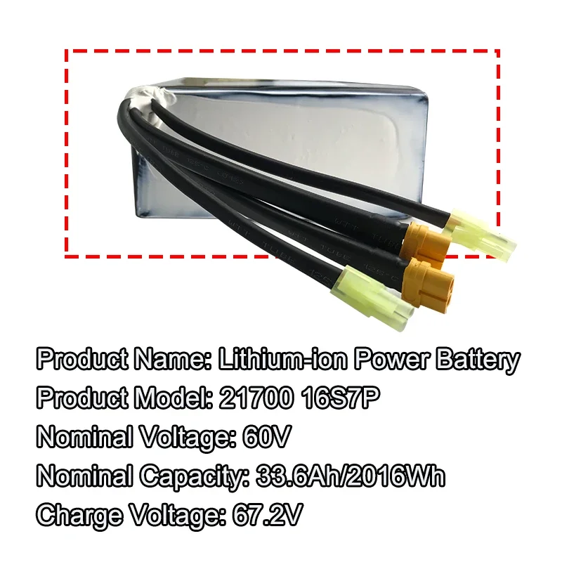 60V 33.6Ah Li-ion Rechargeable Battery Pack 21700 16S7P Dual Port Fast Charging , Suitable for Dual Drive Scooters