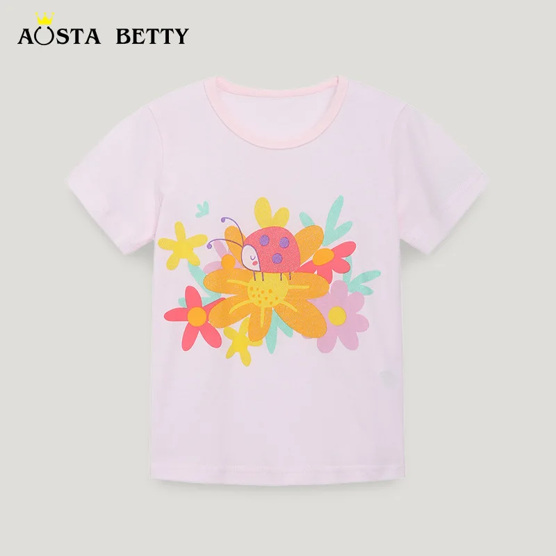 

Summer New GirlsTT-shirt Style Fashion Short Sleeve Top Cartoon Printed round Neck ChildrenTT shirtAosd