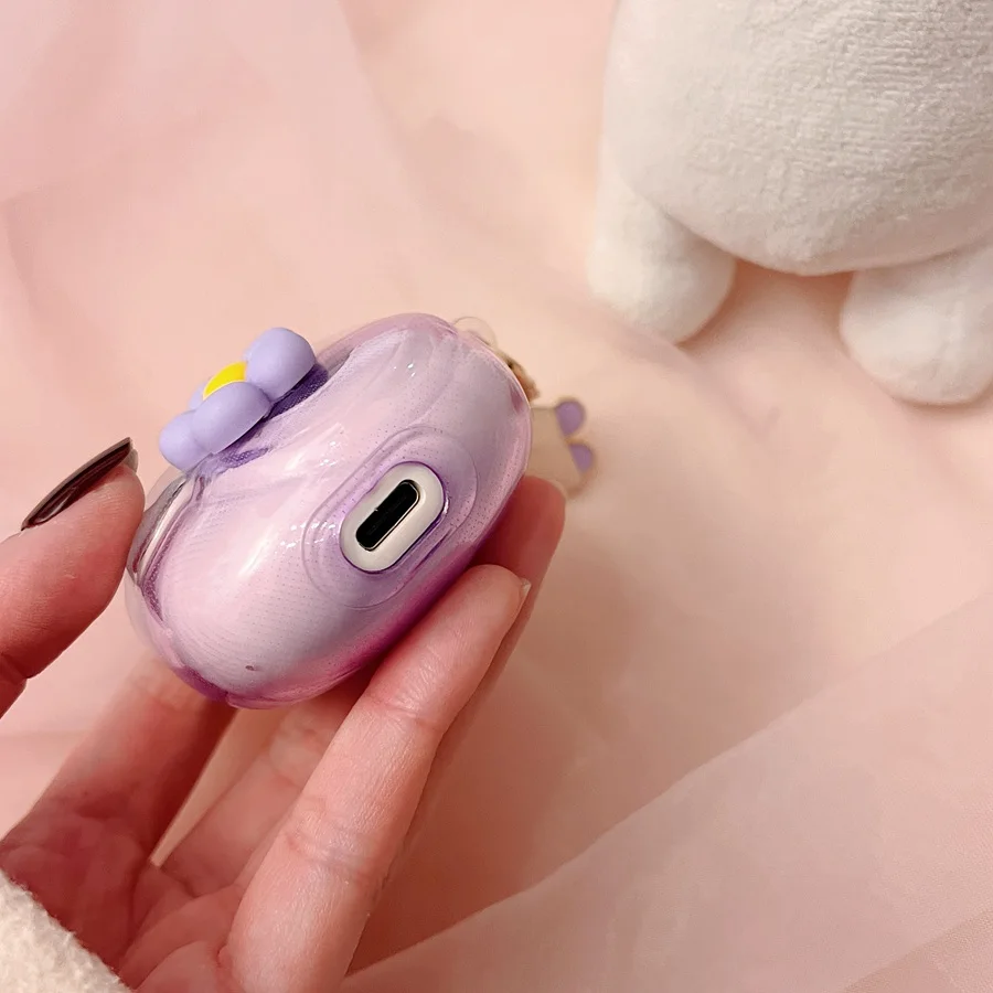 Do etui z motywem U3PLUS kreskówka przezroczysta wzór gradientowy/kwiatowa pokrowiec na silikonowe słuchawki