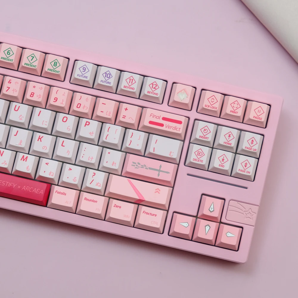 Arcaea rosa Keycaps, Cherry Perfil Keycap, Sublimação Dye, Teclado Mecânico MX, PBT, 1 Set