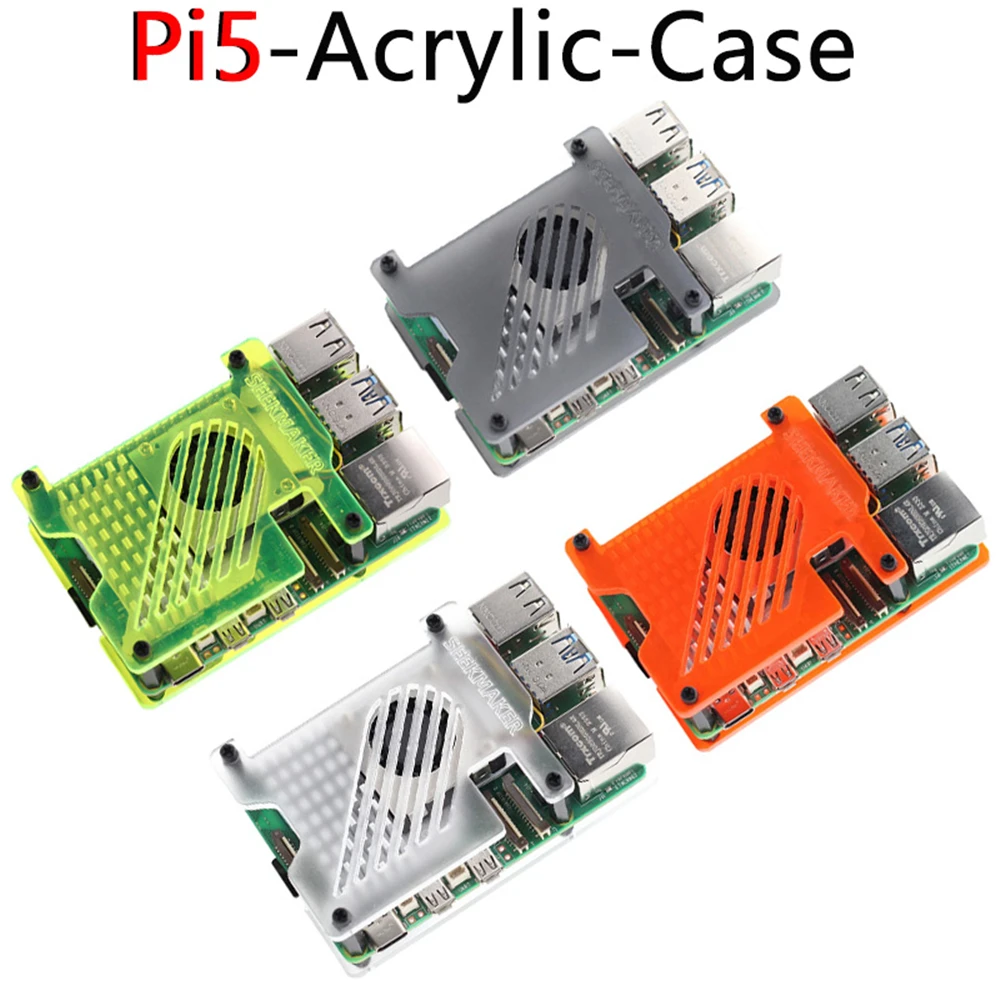 

For Raspberry Pi 5 Acrylic Case Frosted Enlosure Shell For Pi5 Radiator Fan Active Cooler