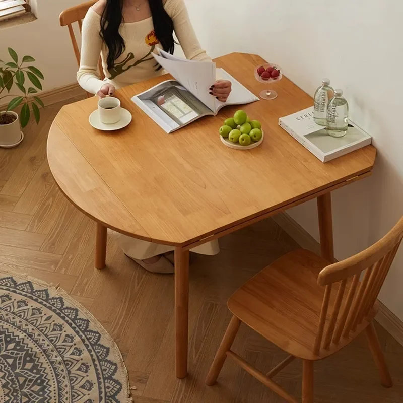 Foldable dining table Round eating negotiation table Small apartment restaurant dining table