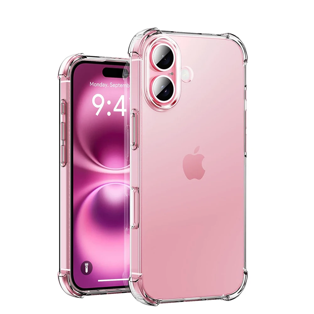Funda suave de silicona para teléfono a prueba de golpes para iPhone 16 15 14 13 12 11 Pro Max Plus Mini funda trasera transparente carcasa ultrafina de TPU de lujo