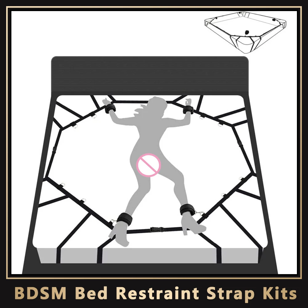 

Bed Bondage Set BDSM Spider Web Restraint Adult Sex Products Furniture Erotic Handcuffs Ankle Cuffs Couples Flirting Tied Legs