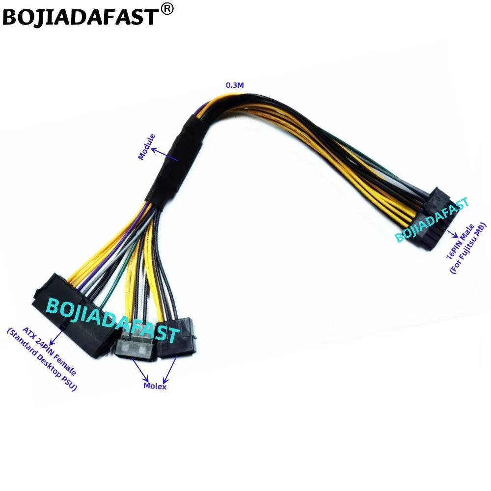 ATX 24Pin z 2 adapterami Molex 4Pin do 16Pin męski kabel zasilający do płyty głównej Fujitsu D3348-A13 D3162-A12 D3402-A11 D3120-A10