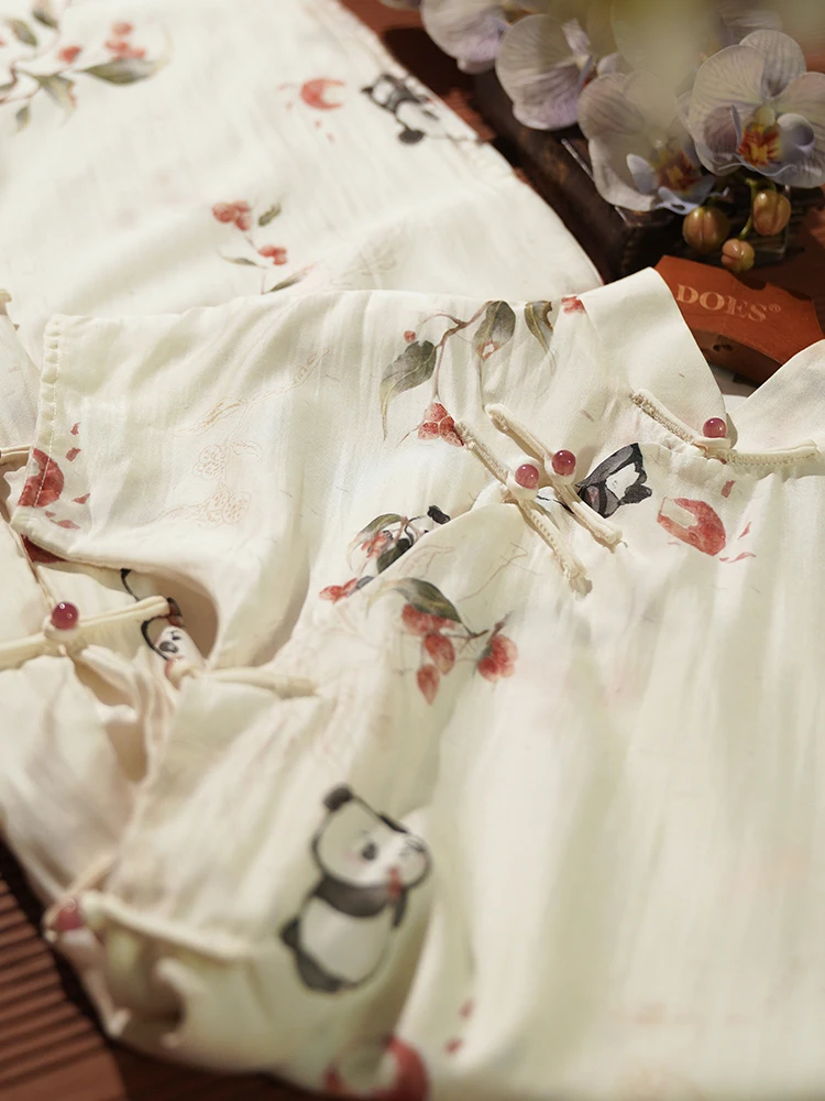 

Stunning New 2026 All-Open Collar Panda Print Adorable Traditional Chinese Sle for Young Women Beautiful Vintage ...