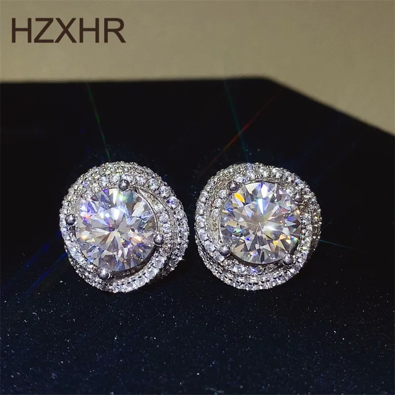 Pt950-probador de diamante de paso de corte brillante, pendientes de tuerca de boda de moissanita de Color D, platino 3 ct, Total 6 ct, regalo de joyería para mujer