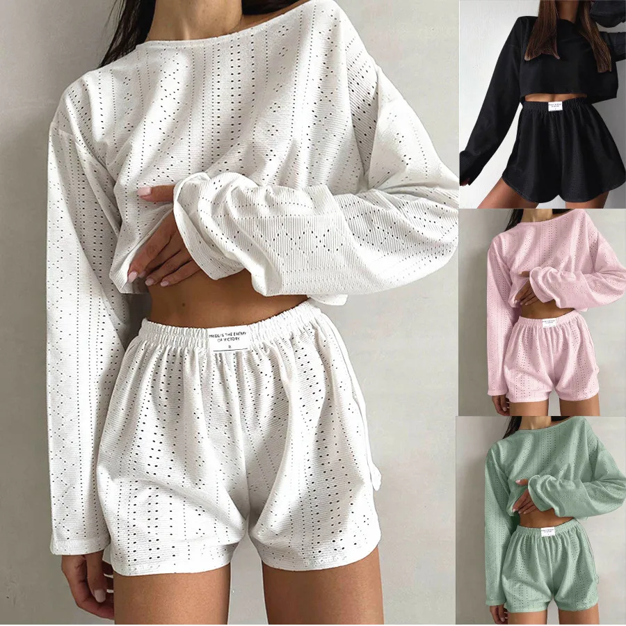 

Самые продаваемые женские пижамные комплекты: летние кружевные топы с длинными рукавами и шорты с вырезами