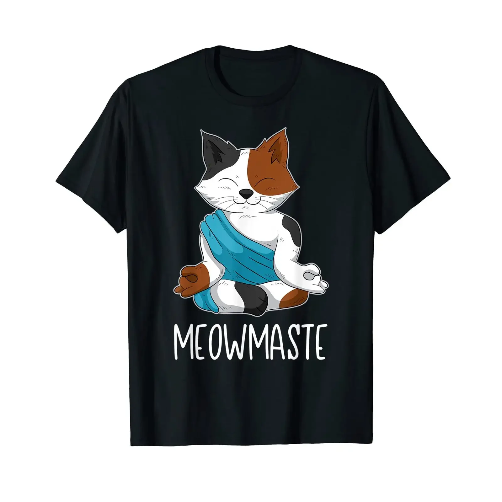Meowmaste Meow maste Yoga Cat T Shirt vintage Washed designer clothes Casual Breathable Slightly Unisex Soft streetwear
