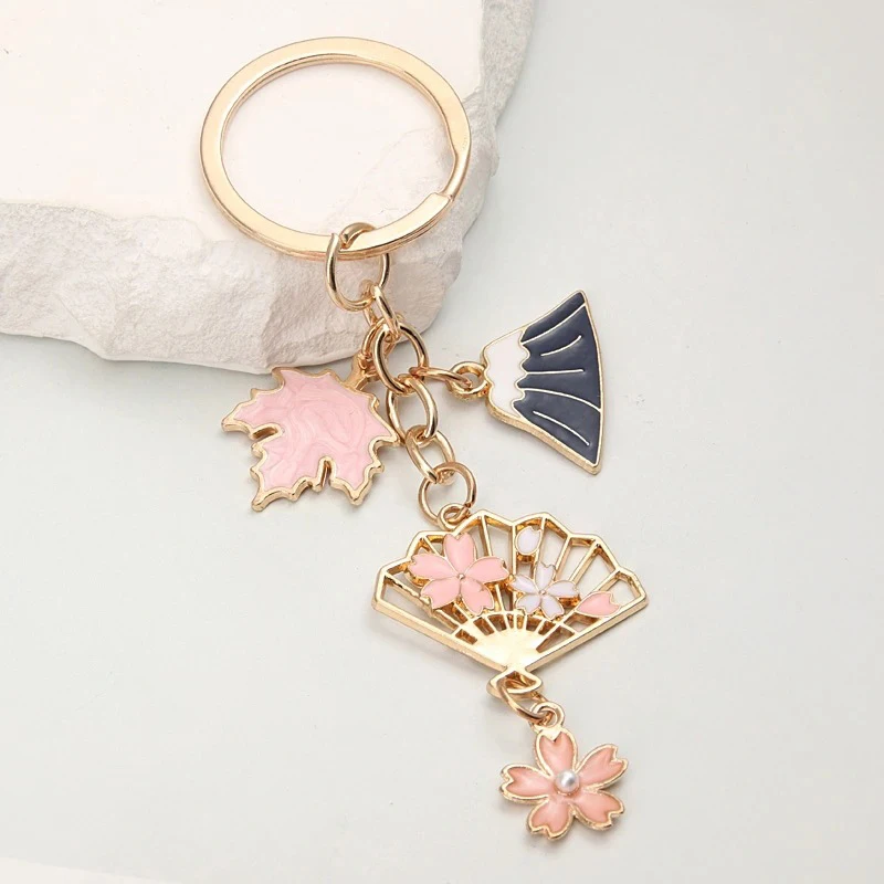 Handmade Maple Leaf Atmosfera Keychain, Cute Keychain, Beautiful Cherry Blossom Charm, Fan Keychain